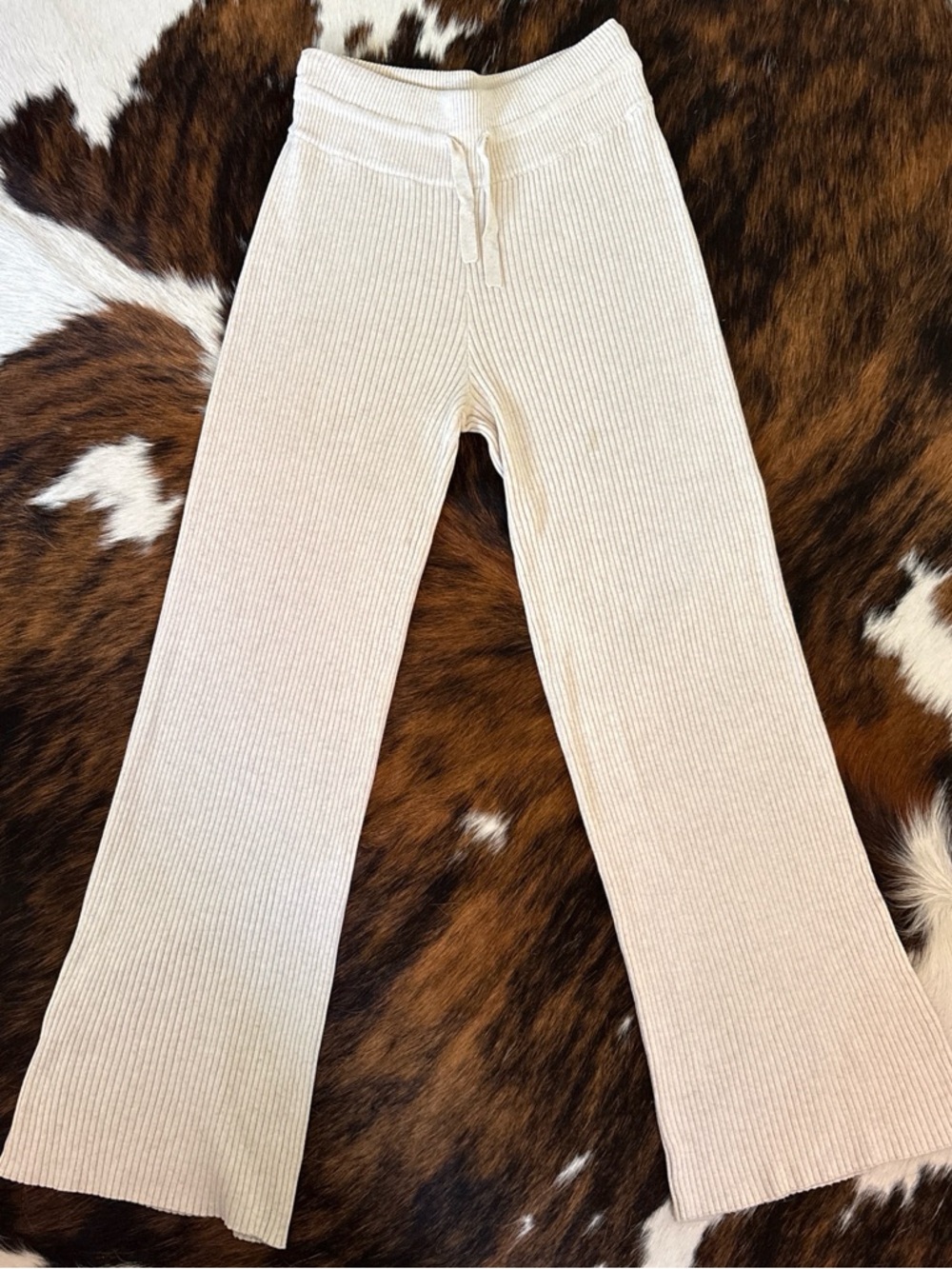 Athleta Ribbed Knit Lounge Pants - Cream